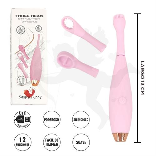 Vibrador con cabecales intercambiables y varias velocidades